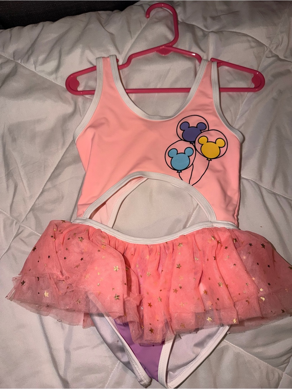 Fancy Shmancy Baby | colorblock cut out swimsuit with Mickey balloons, size 4